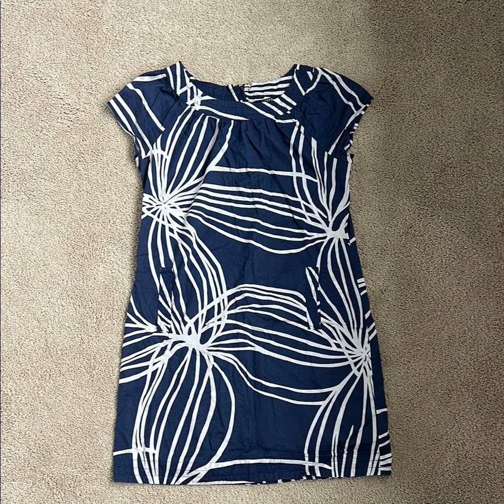 J Crew Factory Navy and White floral line dress, 6